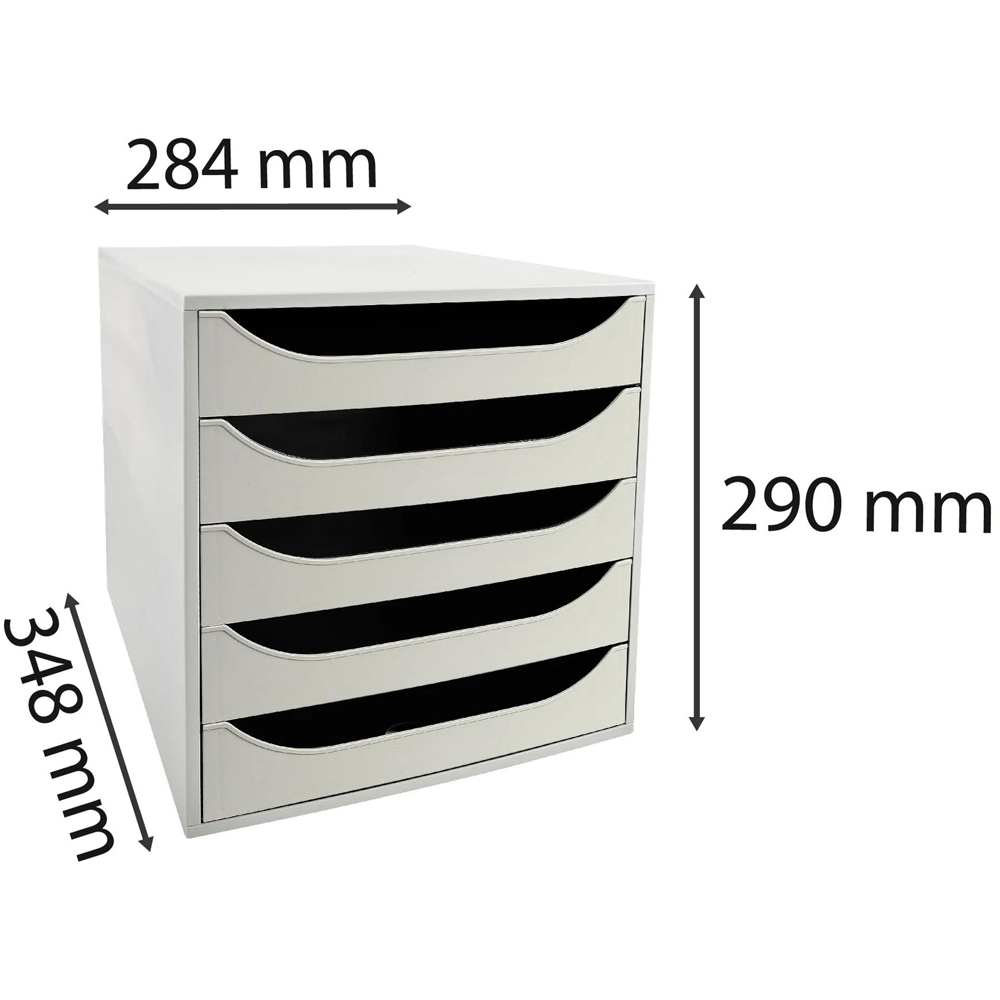 Exacompta EcoBox Office 5 Drawer Grey Desk Organiser Image 5