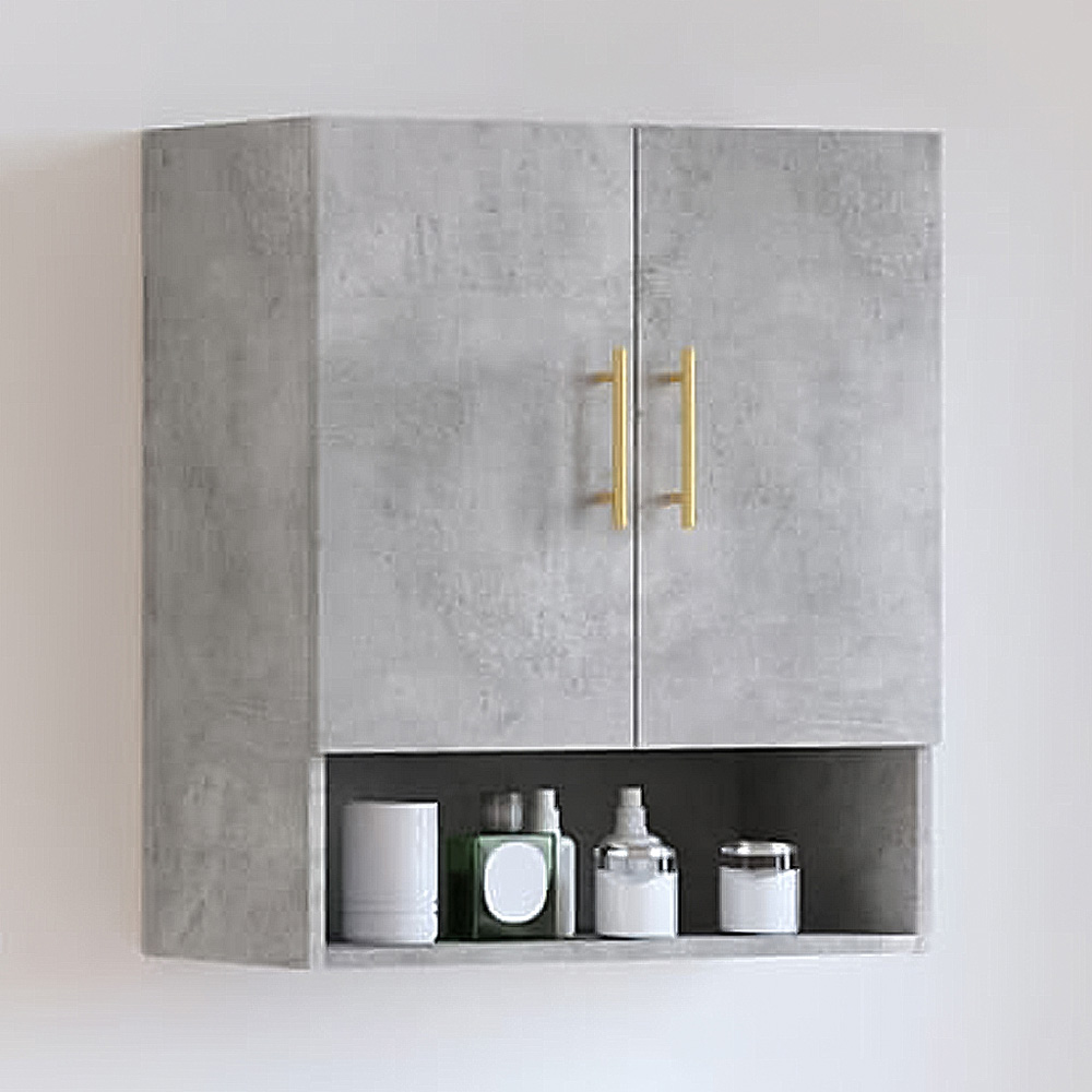 vidaXL 2 Door Single Shelf Concrete Grey Wall Cabinet Image 1