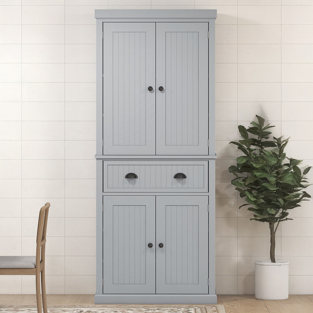 Portland 4 Door Single Drawer Grey Kitchen Storage Cabinet Image 1