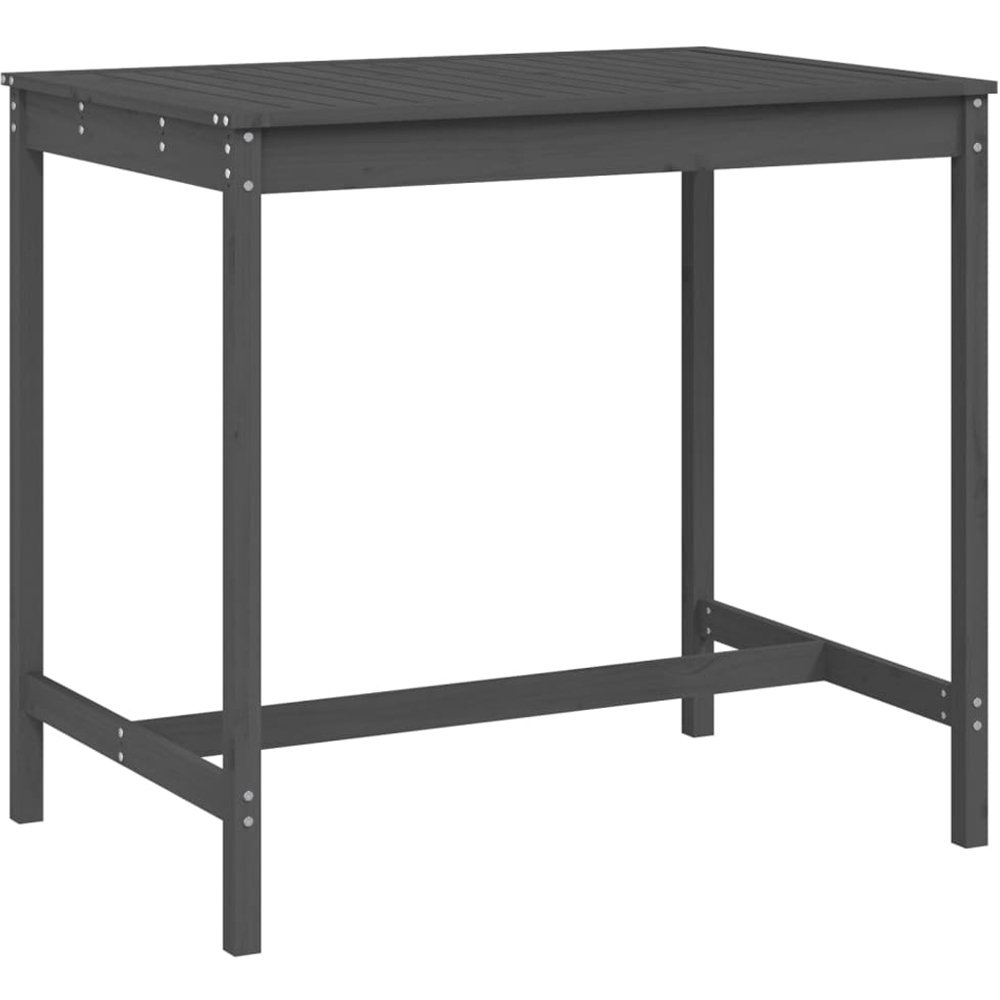 vidaXL 4 Seater Solid Pine Wood Slatted Garden Dining Table Grey Image 2