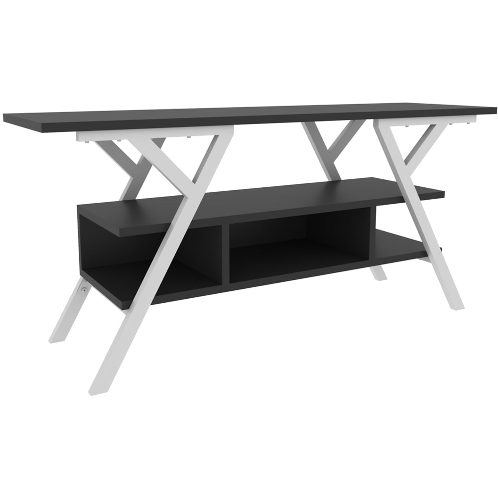 Decorotika Minerva Decorative 4 Open Shelf White and Anthracite TV Unit Image 3