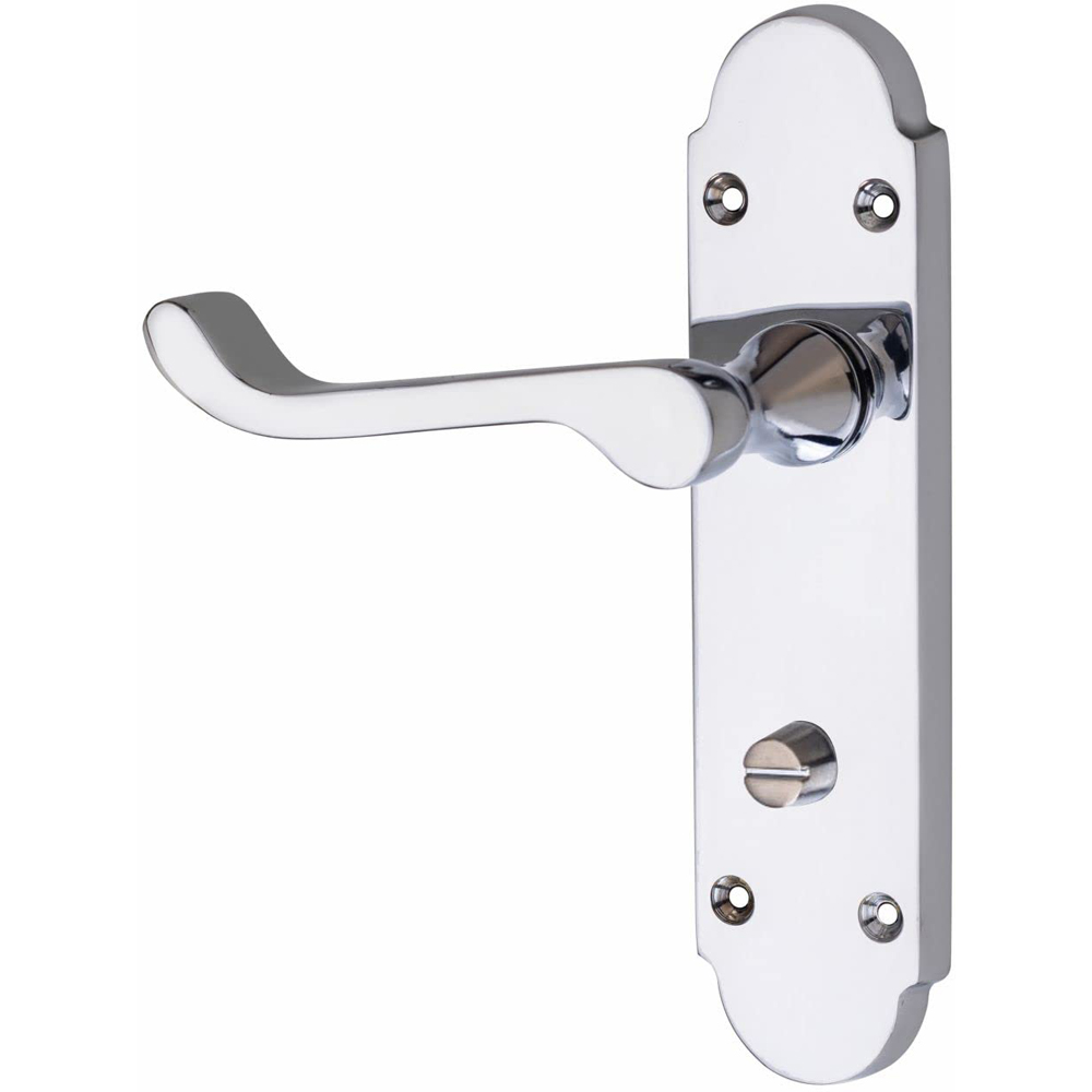 Golden Grace Polished Chrome Victorian Epsom Scroll Bathroom Lock Door Handle with Hinge Image 3