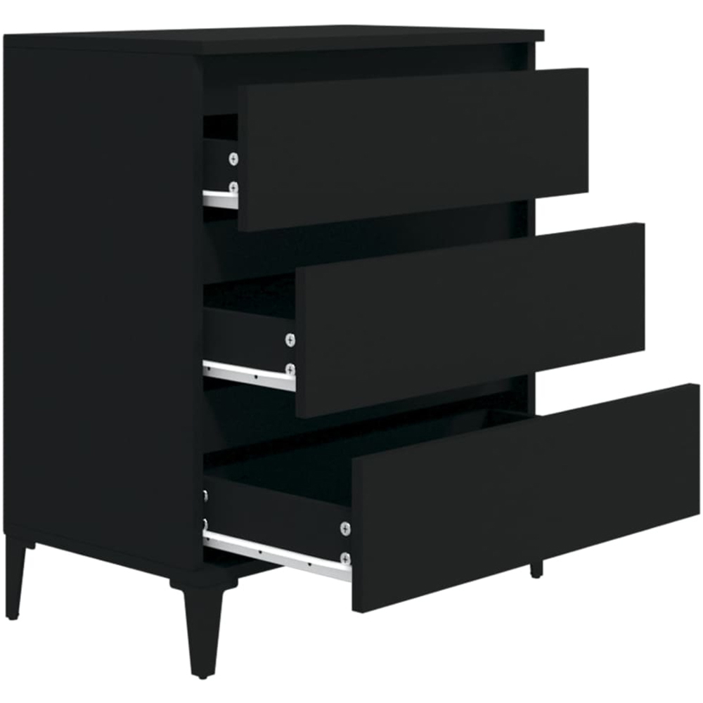 vidaXL 3 Drawer Black Wooden Sideboard Image 5