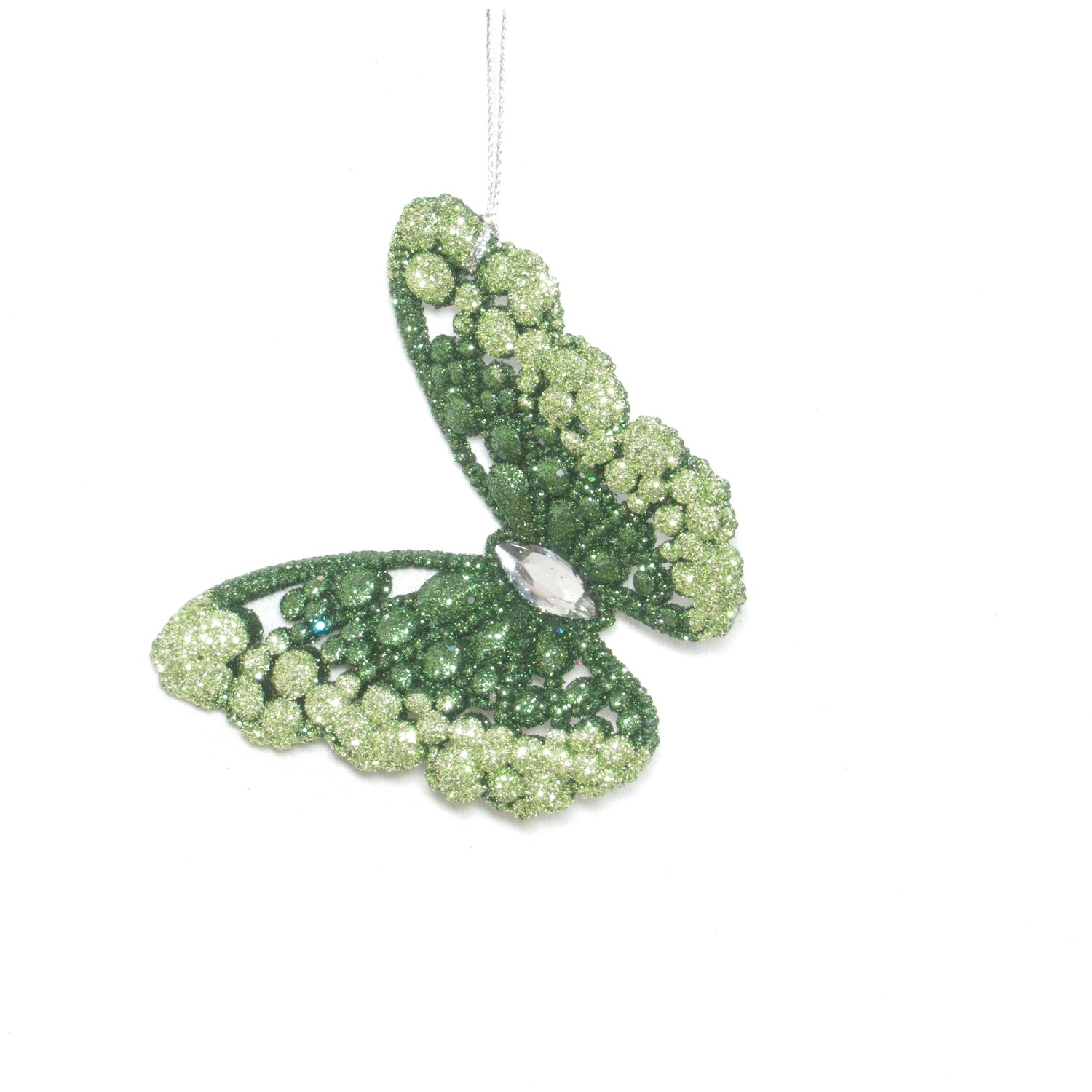 Two Tone Glitter Butterfly Hanging Decoration Green Image 1