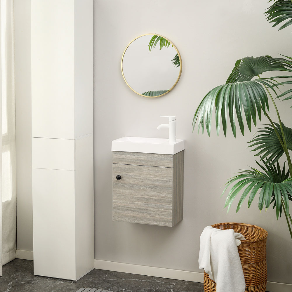Kleankin Grey Bathroom Vanity Unit with Basin Image 2