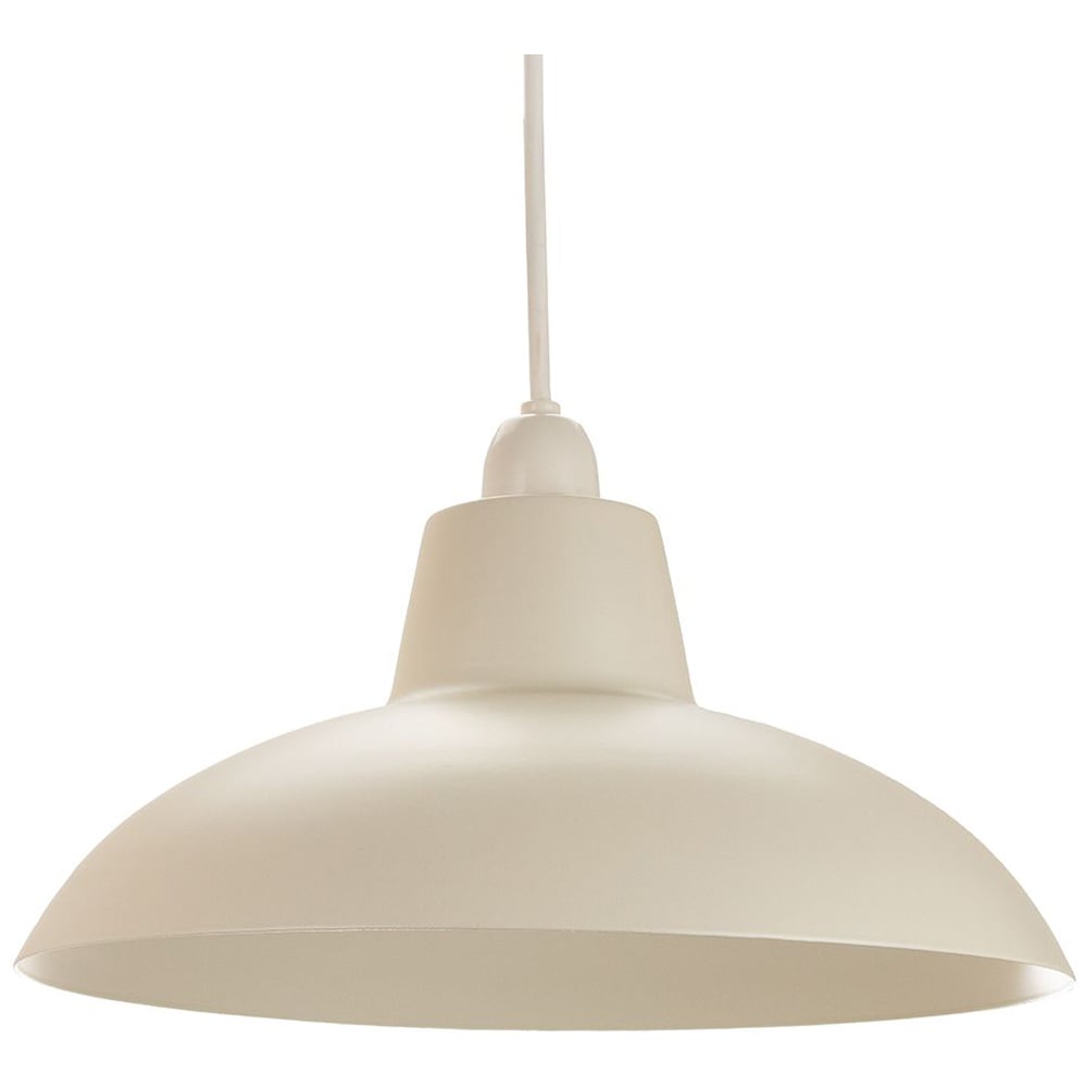 Happy Homewares Matt Cream Curved Metal Industrial Retro Designed Pendant Shade Image 1