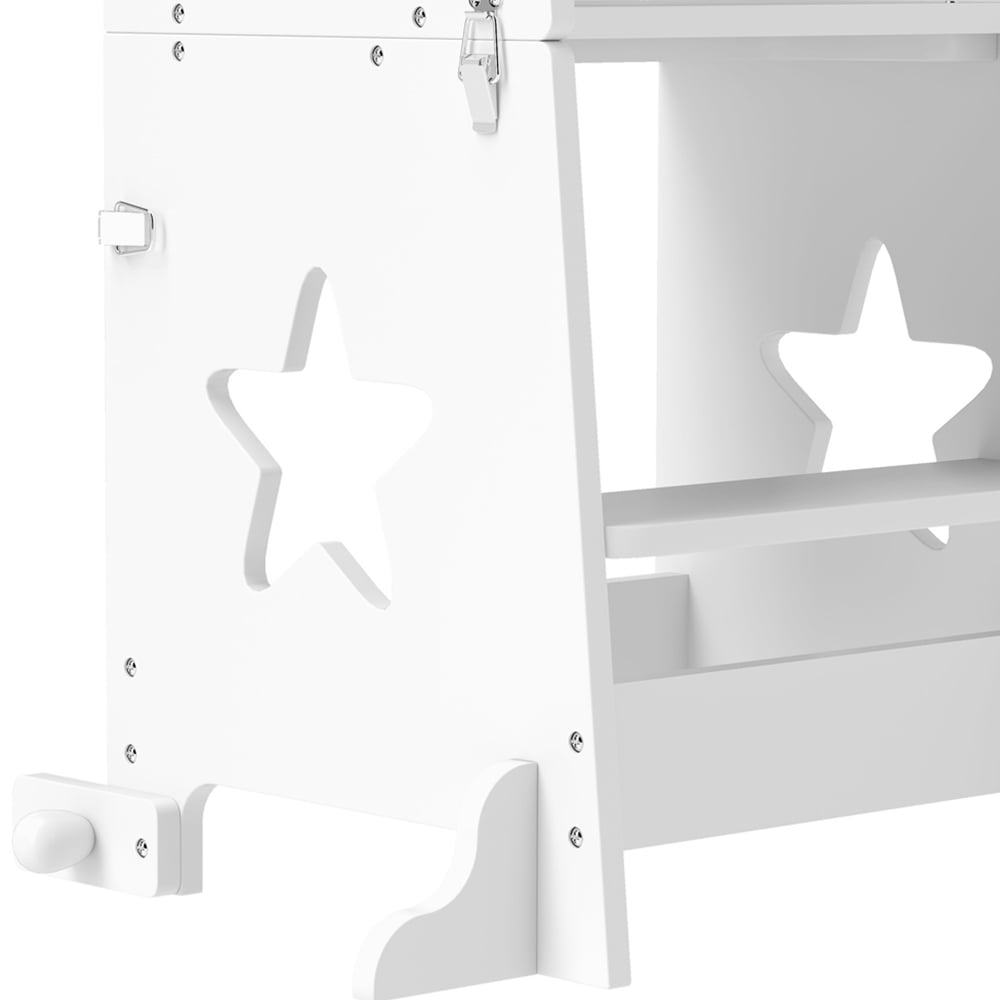 AIYAPLAY 2-in-1 White Toddler Step Stool with Safety Rail Image 5