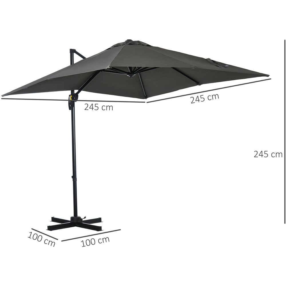 Outsunny Grey Crank Handle Cantilever Parasol with Cross Base 2.5 x 2.5m Image 7