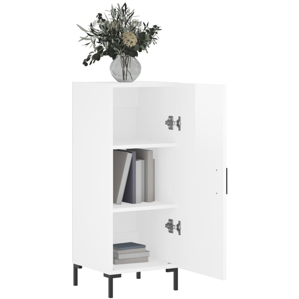 vidaXL Single Door High Gloss White Narrow Sideboard Image 4