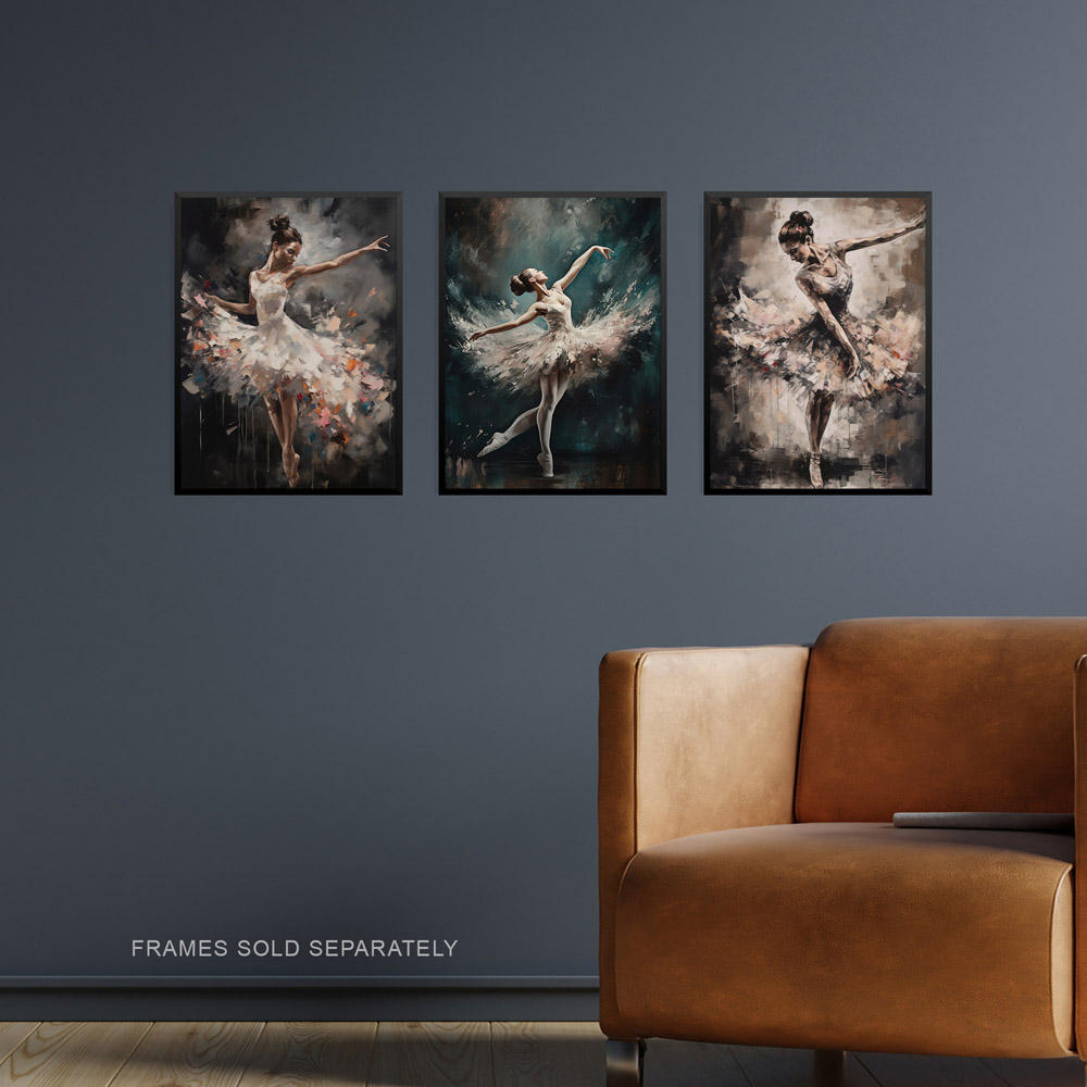 Artery8 Ballet Dancers Ballerinas Dancing Oil Painting Wall Art Print 30 x 41cm 3 Pack Image 2