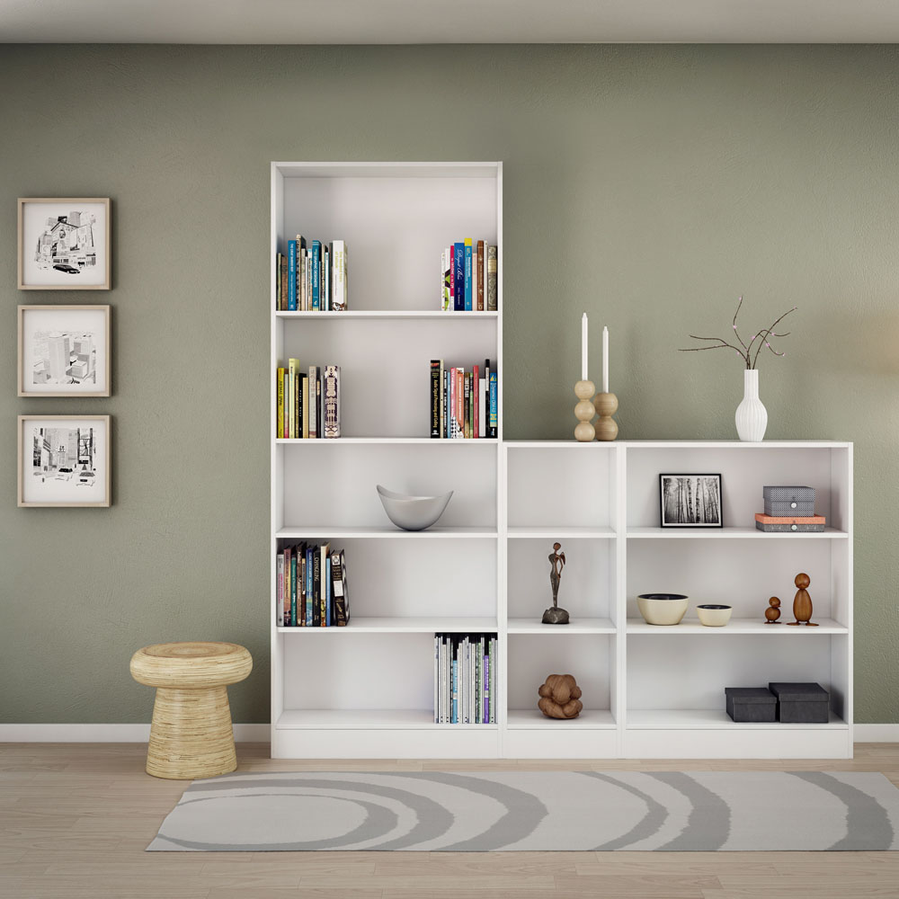 Florence Basic 2 Shelf White Narrow Low Bookcase Image 6