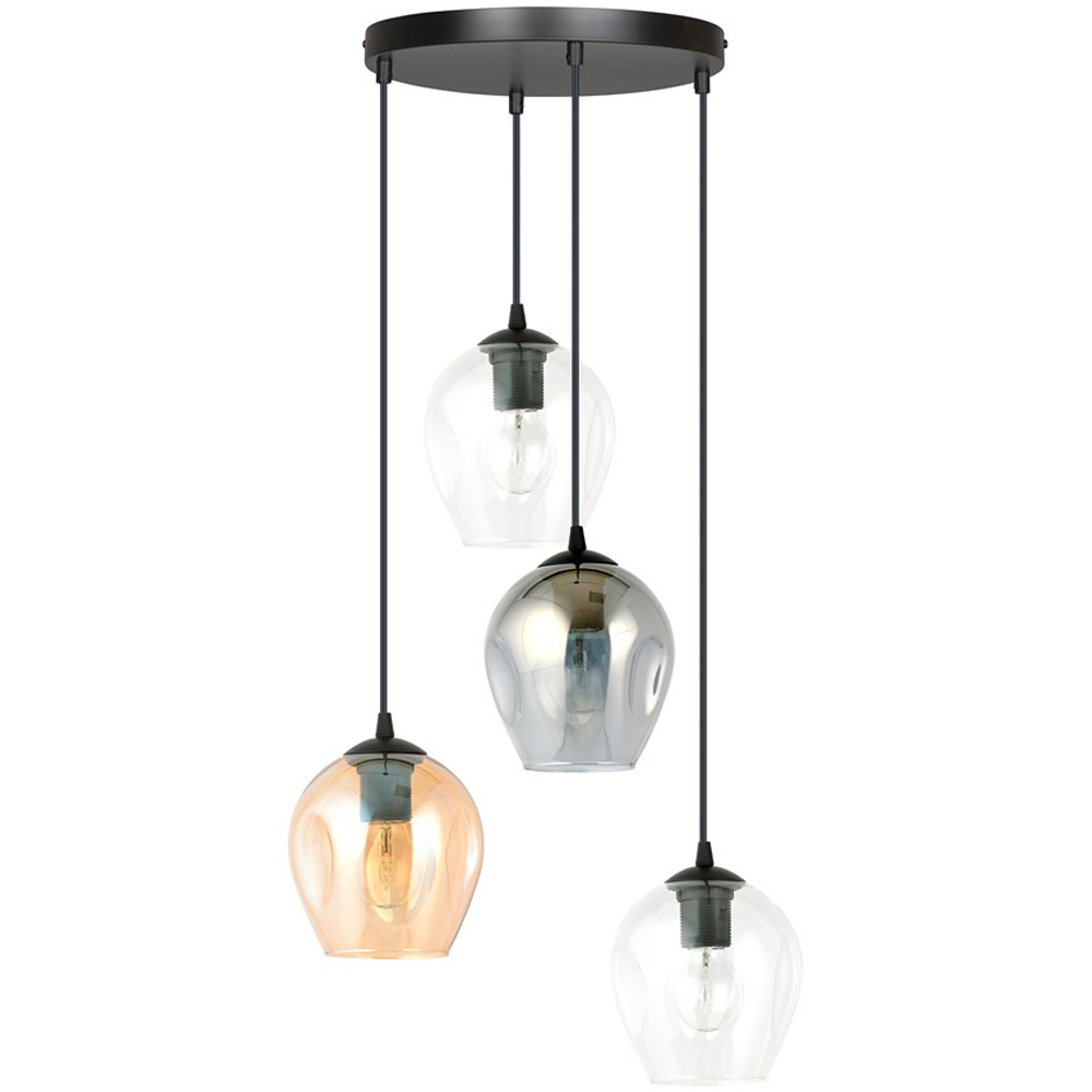 Emibig Istar Prem 4 Light Transparent Graphite and Amber Shade Black E27 Ceiling Pendant Light Image 1