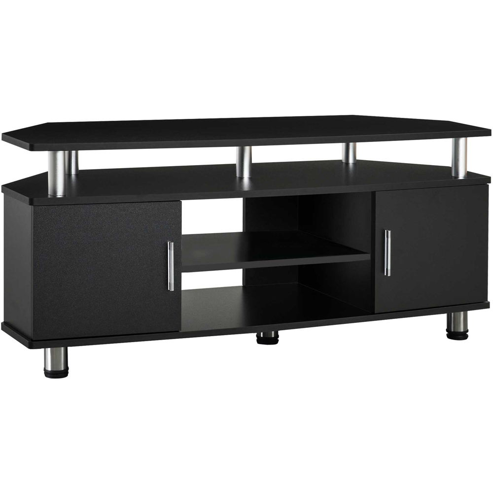 Portland 2 Door 2 Shelf Black Aluminium TV Cabinet Image 2