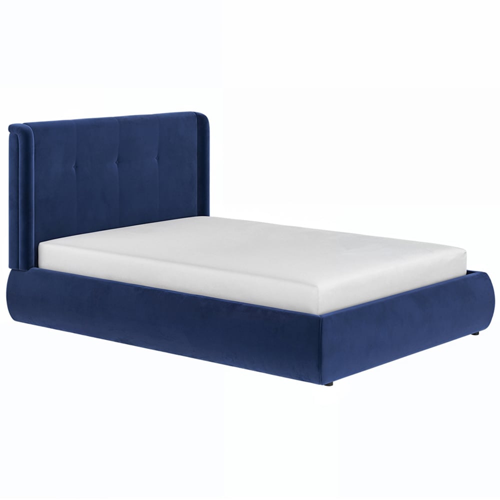 Solace+Co Monte Double Midnight Velvet Ottoman Bed with Winged Button Headboard Image 2