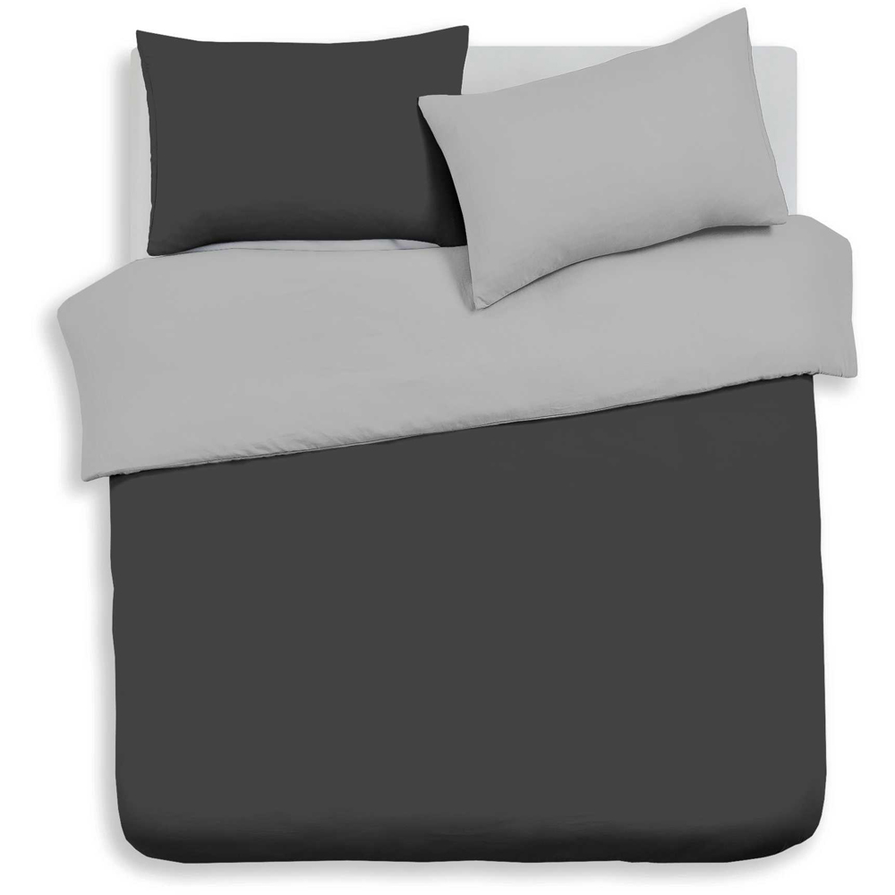 Velosso King Size Black and Silver Microfibre Reversible Duvet Cover Set Image 2