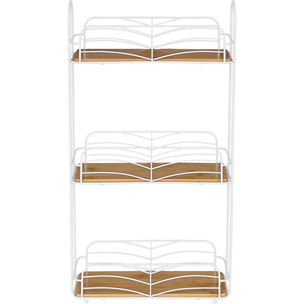3 Tier Bamboo Rectangle Caddy  - White and Natural Image 2