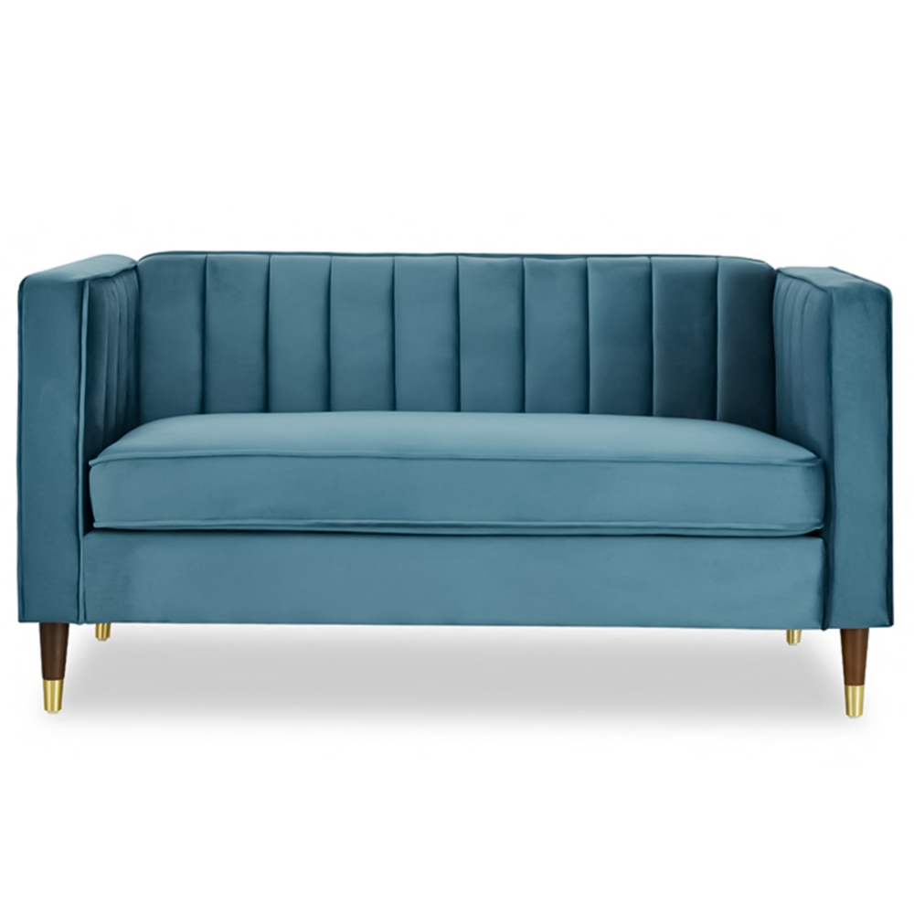 Home Detail Thomas 2 Seater Blue Velvet Sofa Image 3