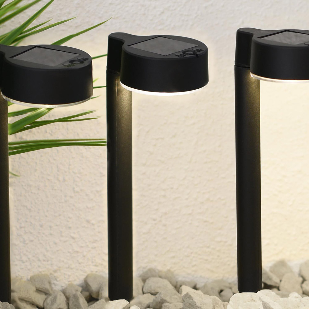Pack of 10 Lisbon Solar Path Stake Lights - Black Image 2