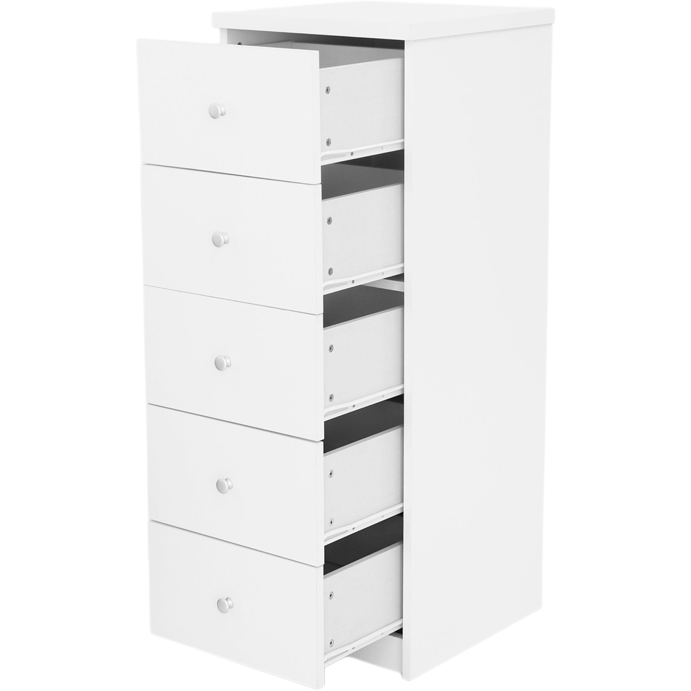 Core Products Erin 5 Drawer White Finish Narrow Chest of Drawers  Image 2
