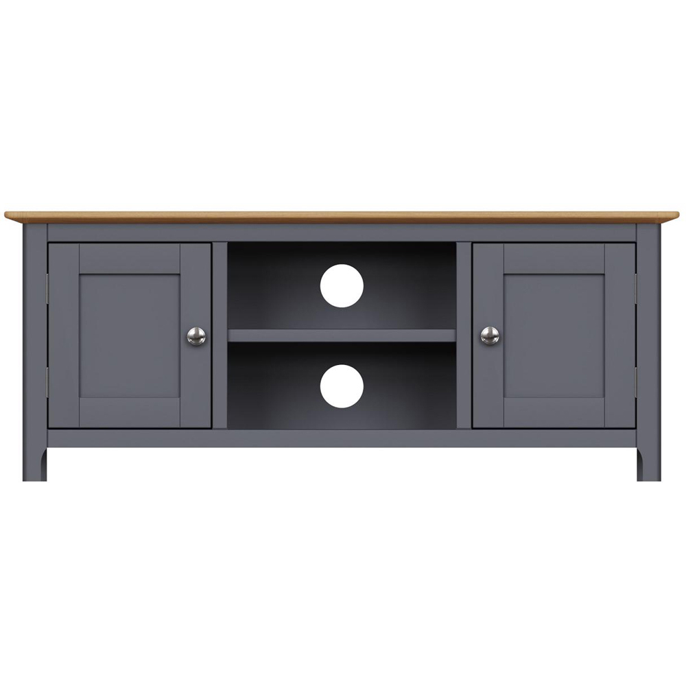FWStyle Taberno 2 Door 2 Shelf Graphite Blue and Oak Wide TV Unit Image 3