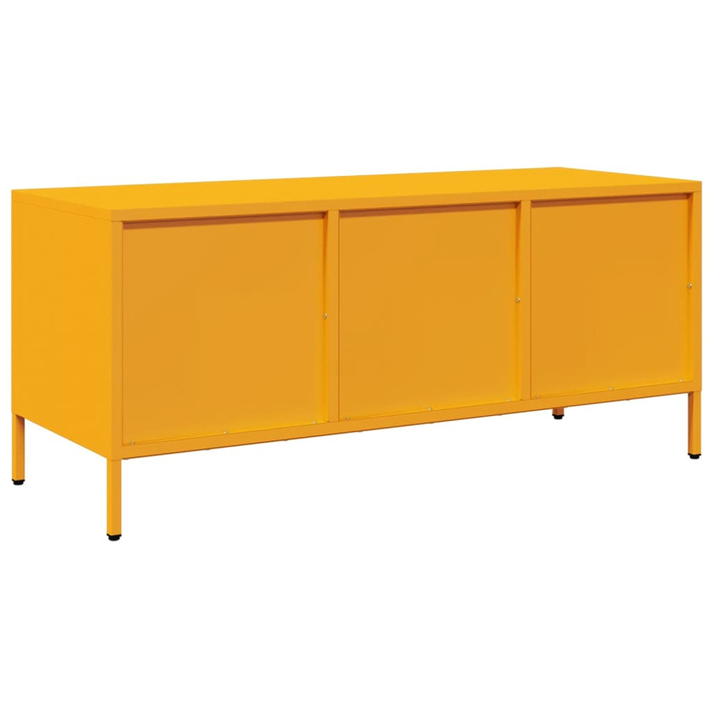 vidaXL 3 Drawer Mustard Yellow Cold-Rolled Steel TV Cabinet Image 7