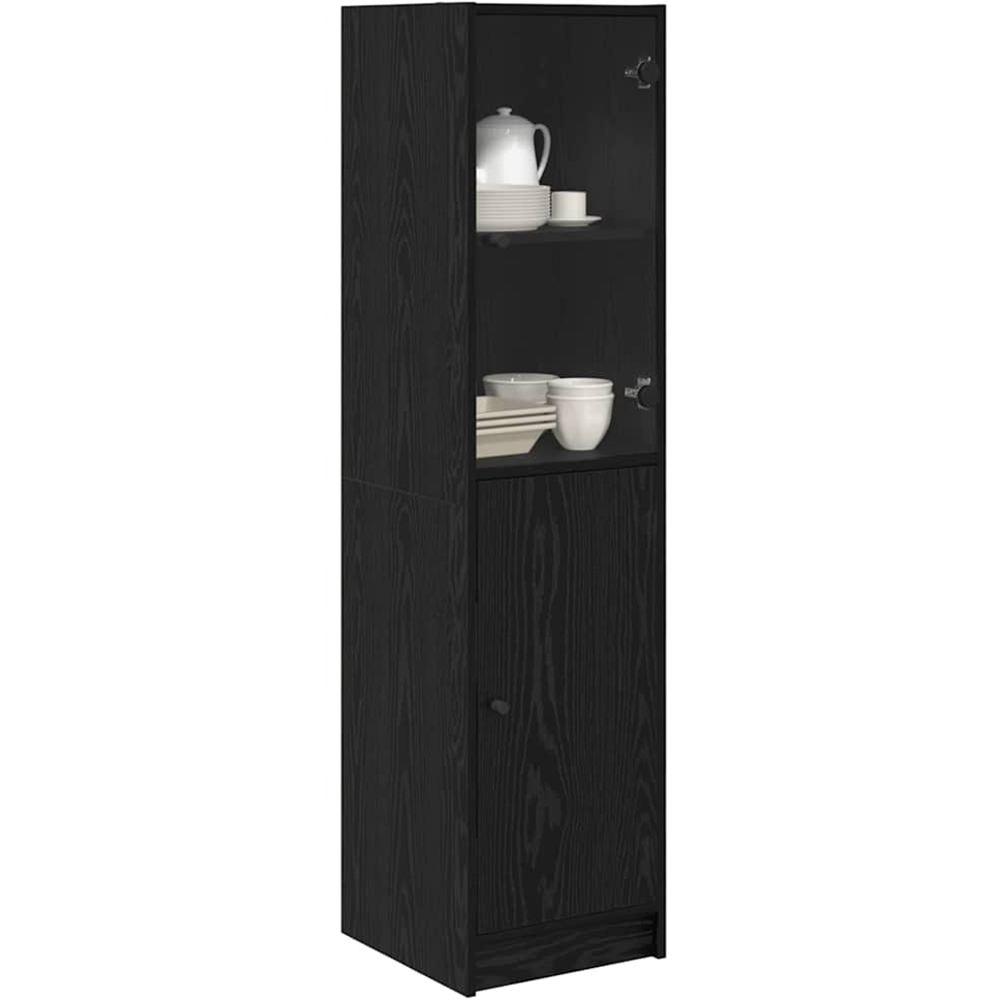 vidaXL 2 Door Black Oak Tall Slim Highboard Image 3