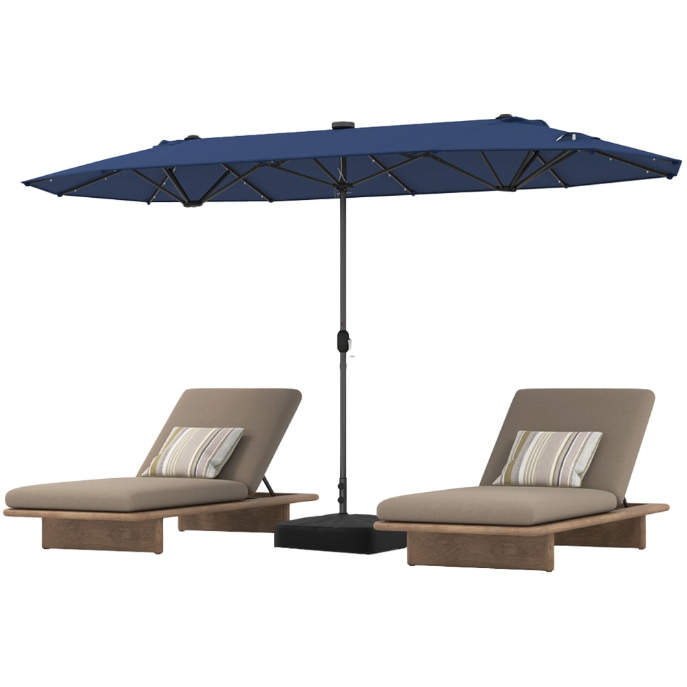 Costway Navy Double-Sided Solar Powered LED Patio Umbrella 4m Image 1