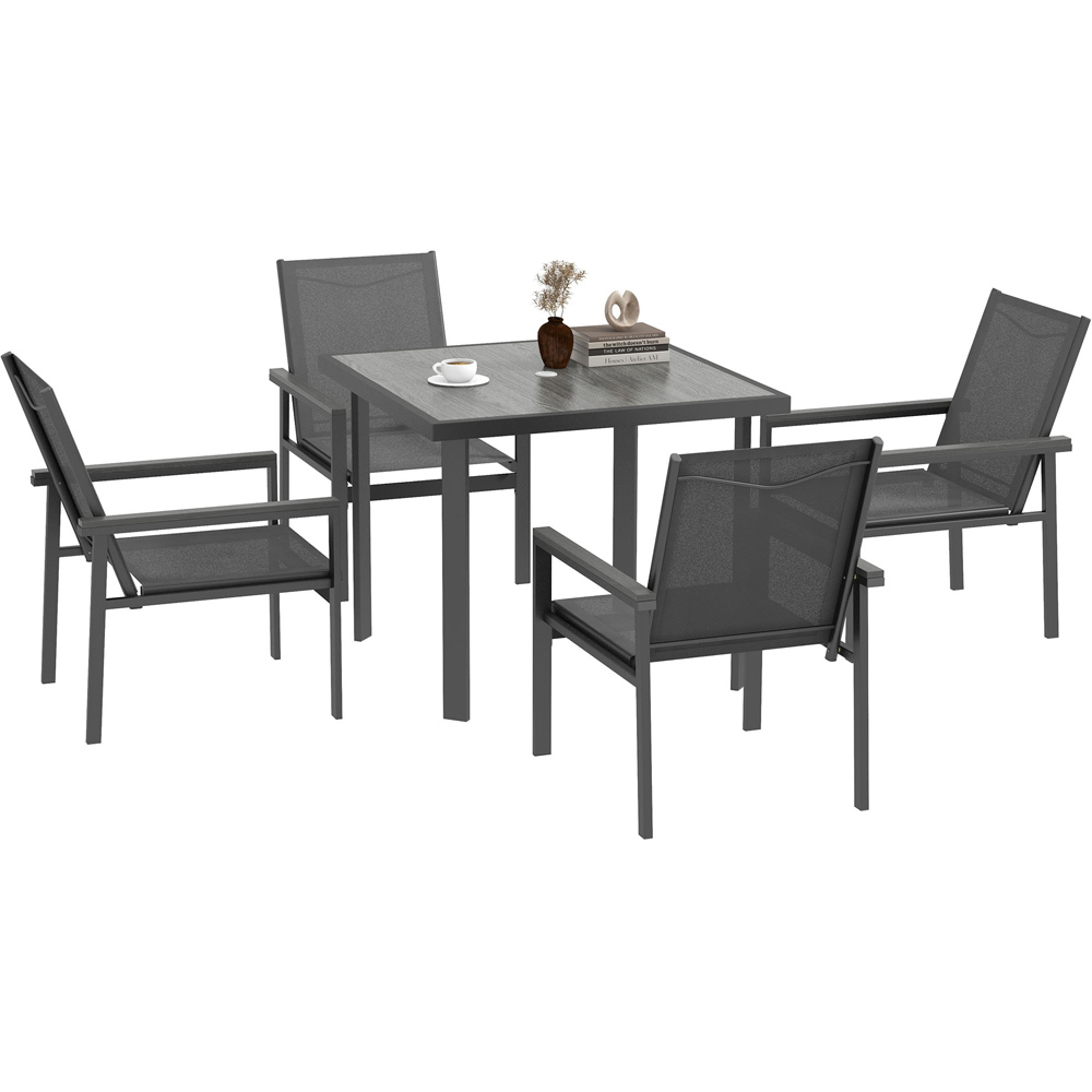 Outsunny 4 Seater Steel Sqaure Garden Dining Set Grey Image 2