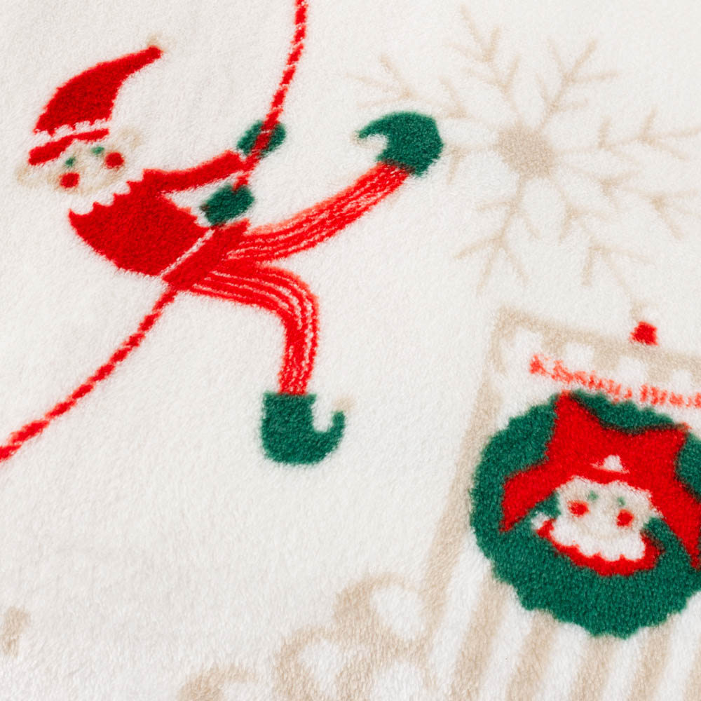 Duvet Day Cream and Mint Elfie Printed Fleece Throw 130 x 150cm Image 4