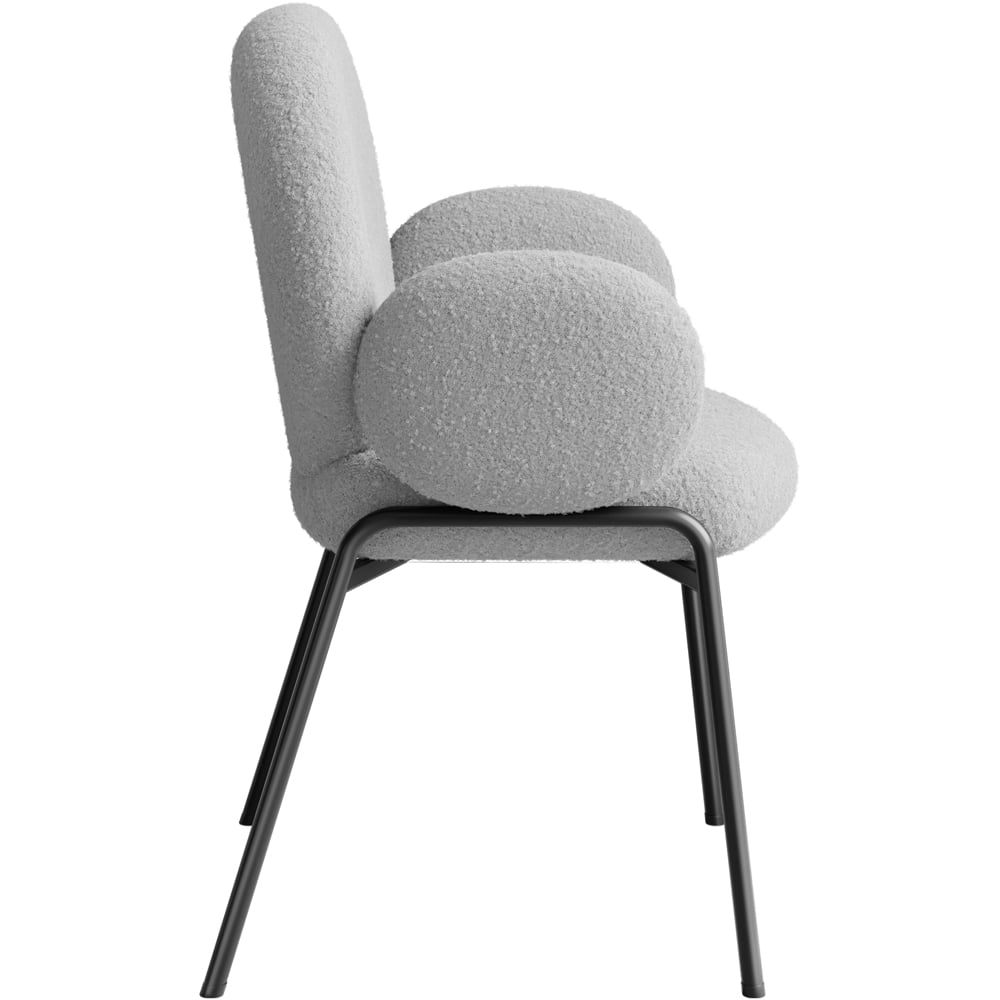 tectake Light Grey Boucle Padded Dining Chair Image 4