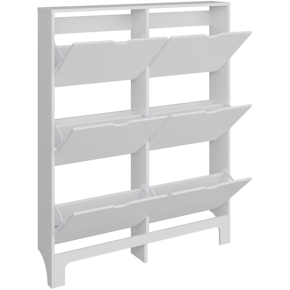 GFW White Narrow 6 Drawer Shoe Cabinet Image 6