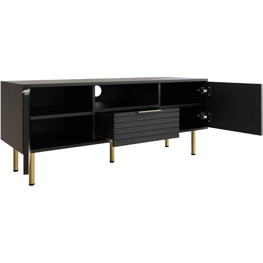 GFW Nervata 2 Door Single Drawer Black TV Unit Image 3