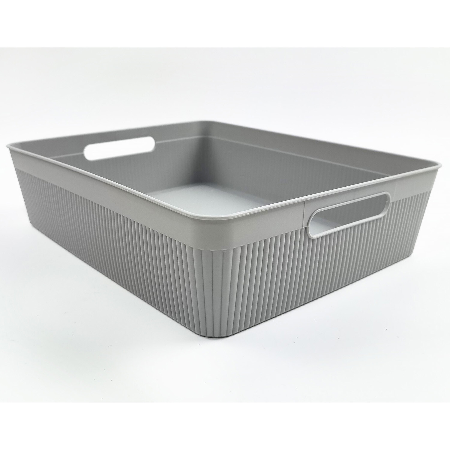 Grey Stripe Large Storage Basket Image 2
