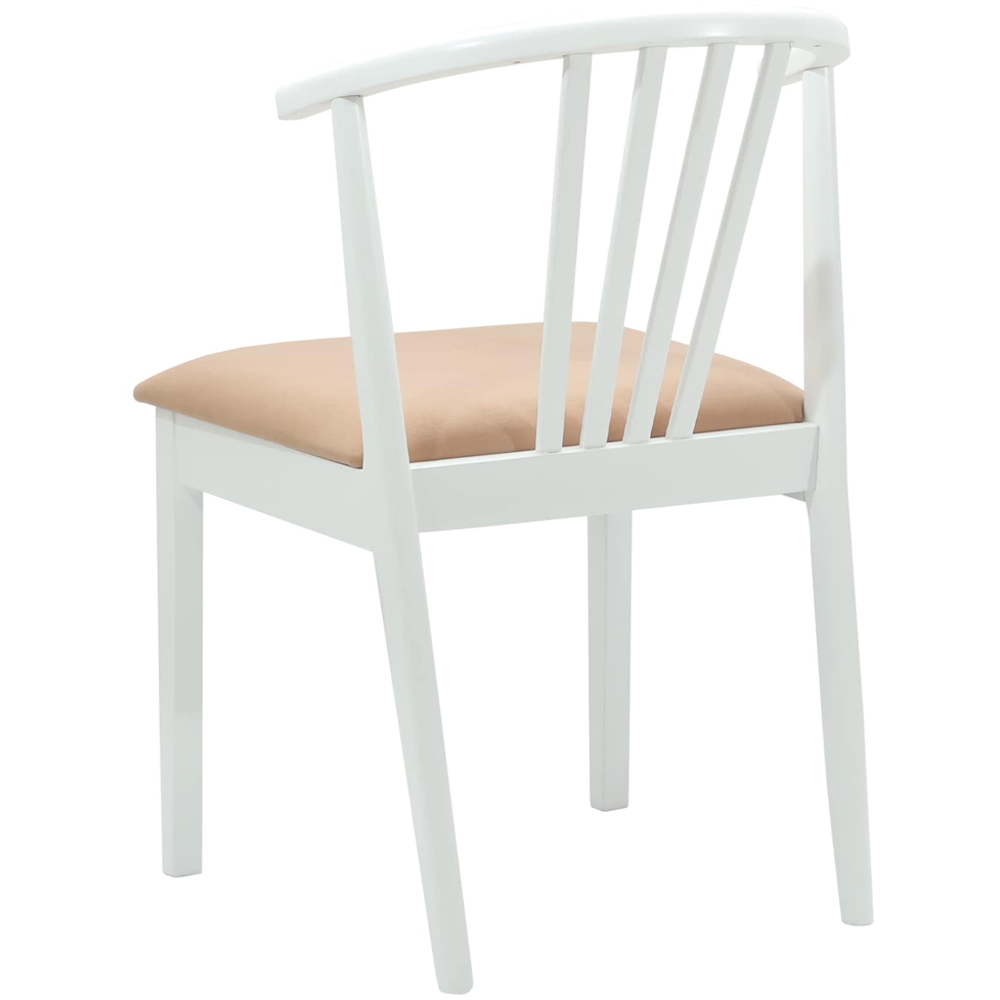 vidaXL Set of 2 White and Brown Rubberwood Vintage Dining Chairs Image 4