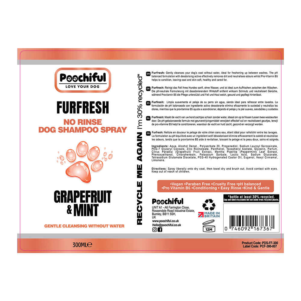 Poochiful FurFresh Spray 300ml Image 4