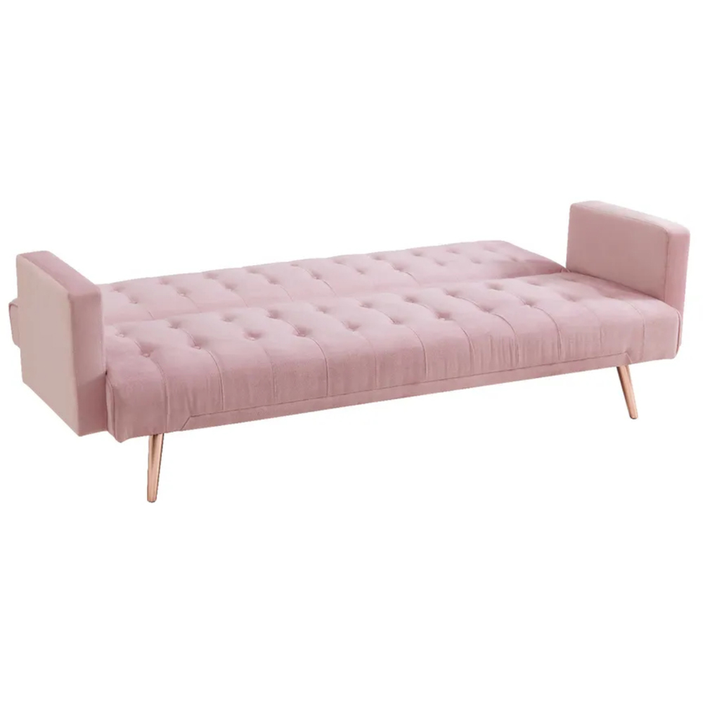 Comfy Living 3 Seater Pink and Gold Plush Velvet Sofa Bed Image 2