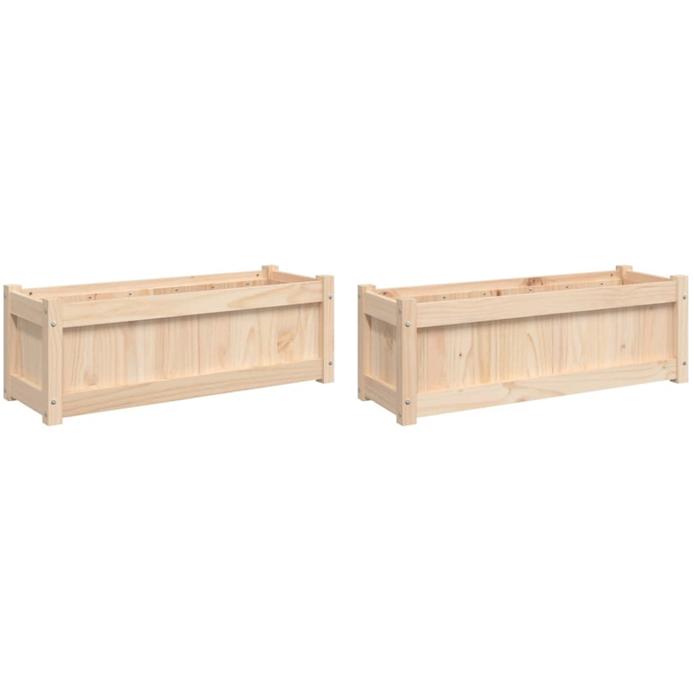 vidaXL Brown Pine Wood Garden Planter 31 x 90 x 31cm 2 Pack Image 1