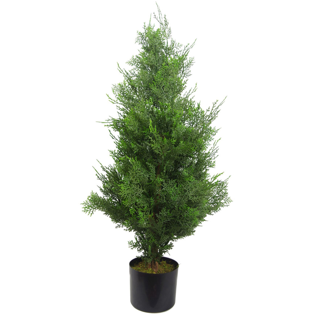 Leaf Cypress Topiary Artificial Tree Pot 3ft Image 1