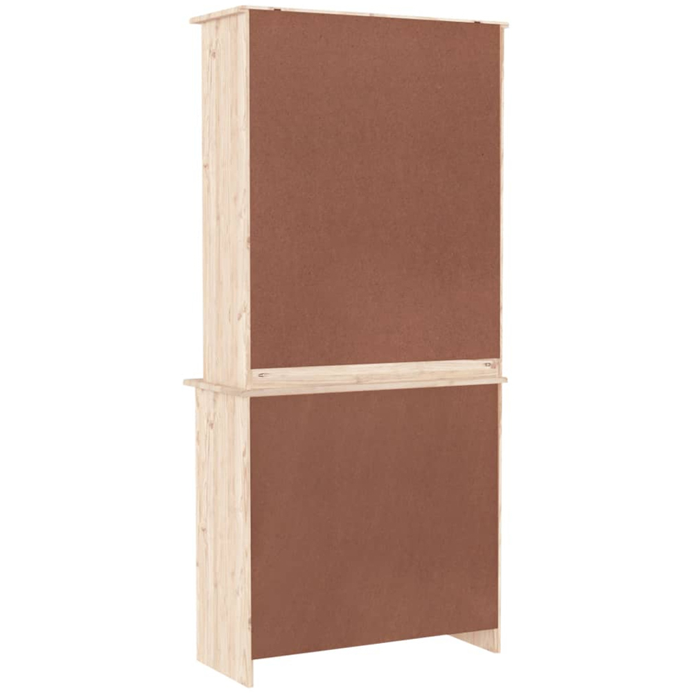 vidaXL 2 Glass Door 5 Drawer Single Shelf Natural Solid Pine Wood Highboard Image 7