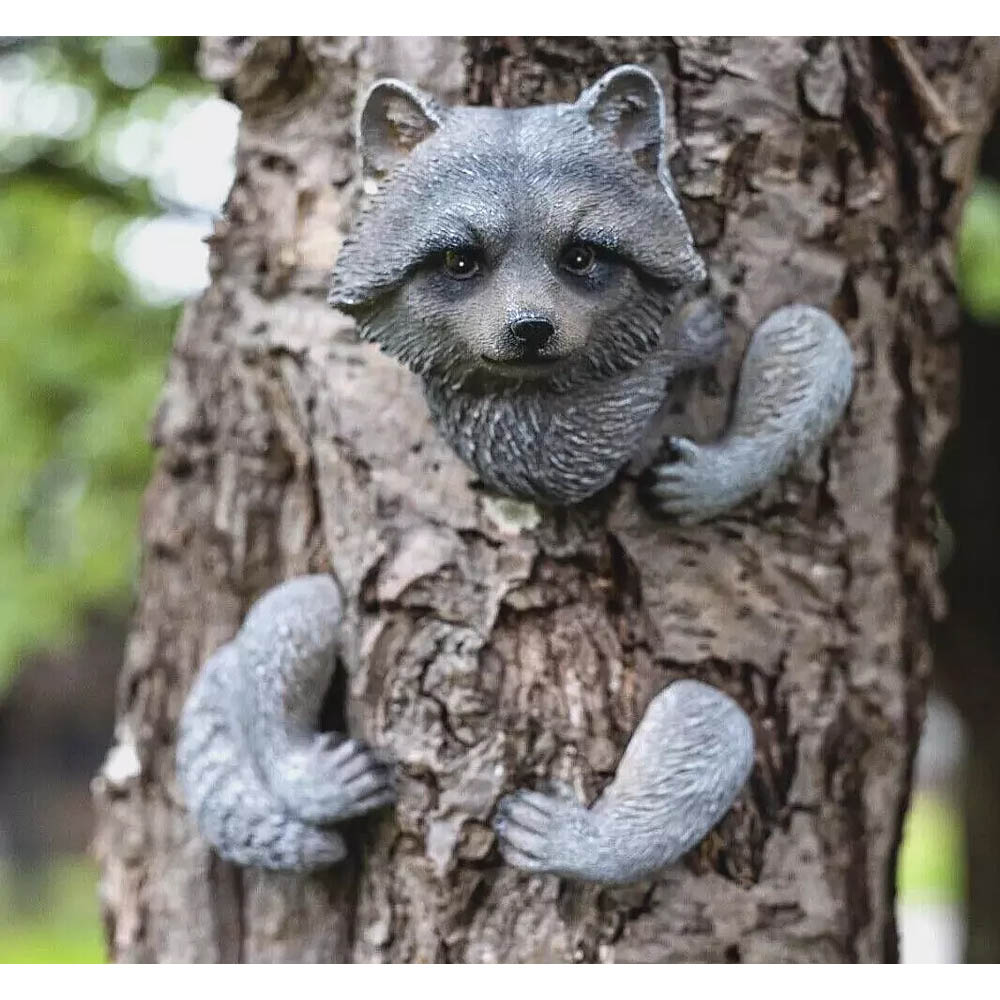 Marco Paul Tree Peaker Racoon Garden Ornament Image 2