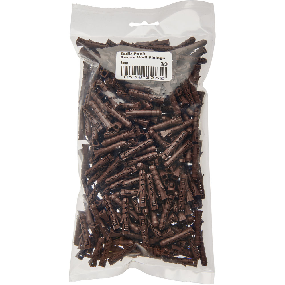 Wilko 7mm Brown Wall Fixings 300 Pack Wilko