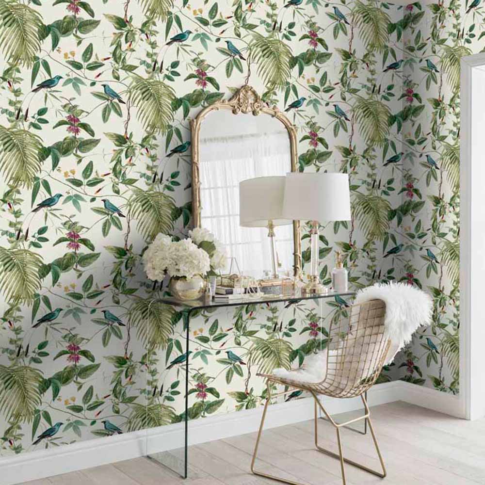 Arthouse Exotic Garden White Wallpaper Image 3