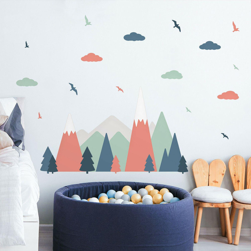 Walplus Kids Colourful Mountain Landscape Self Adhesive Wall Stickers Image 1