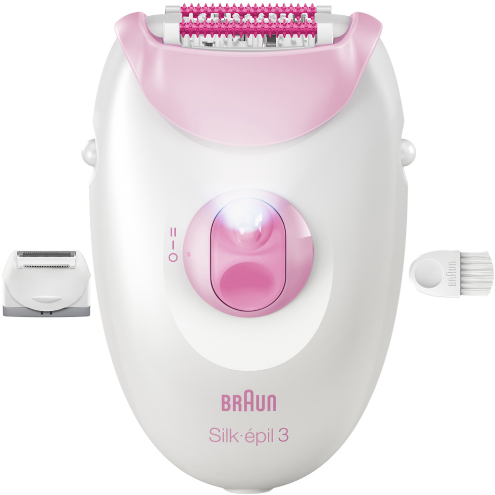 Braun Silk·épil 3 Pink Corded Hair Removal Epilator with 3 Attachments Image 2