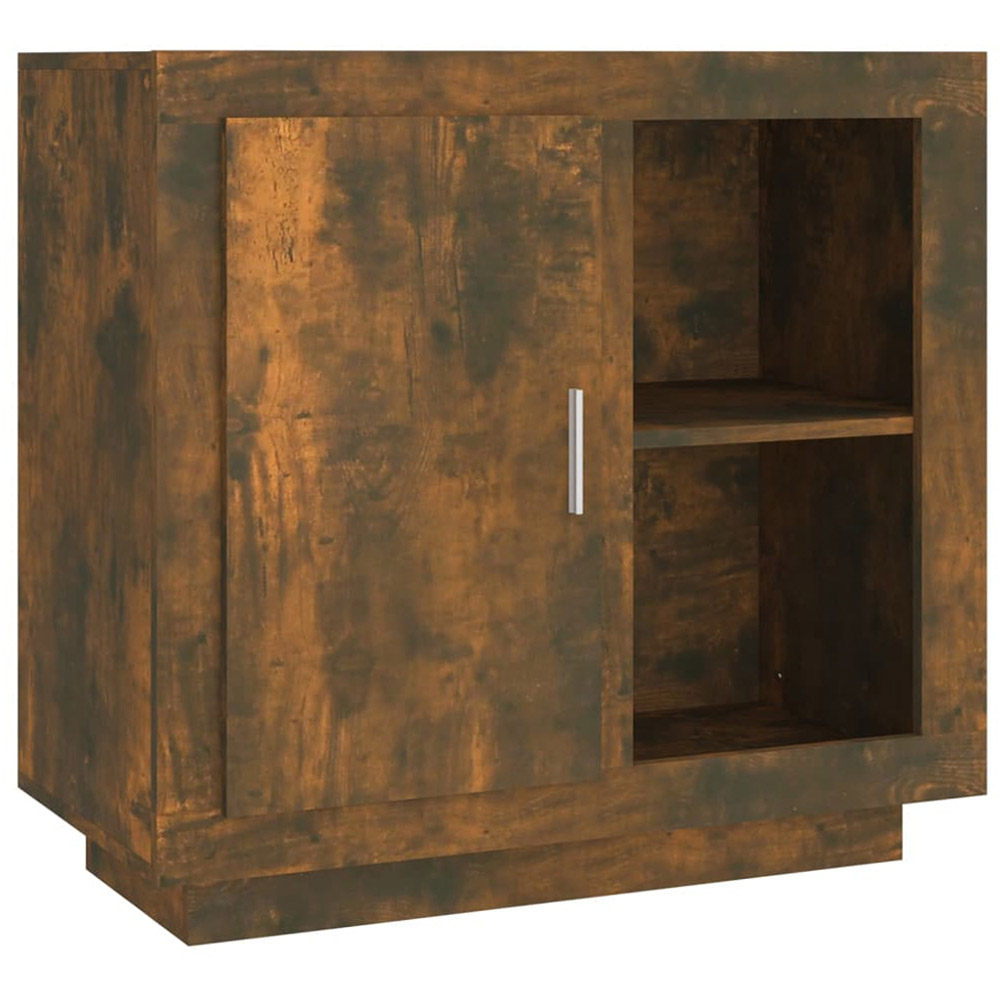 vidaXL Single Door 2 Shelf Smoked Oak Sideboard Image 2