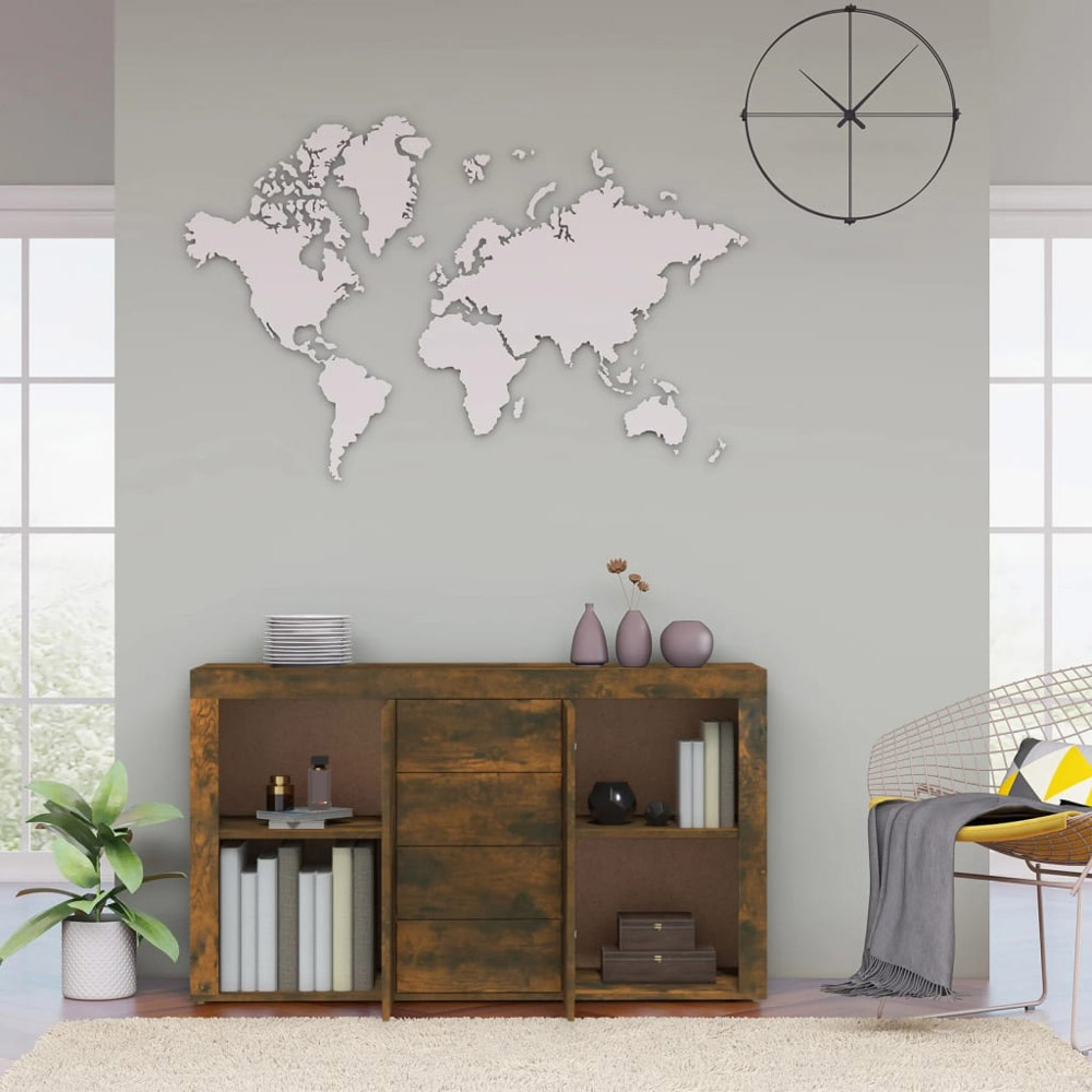 vidaXL 2 Door 4 Drawer Smoked Oak Sideboard Image 3