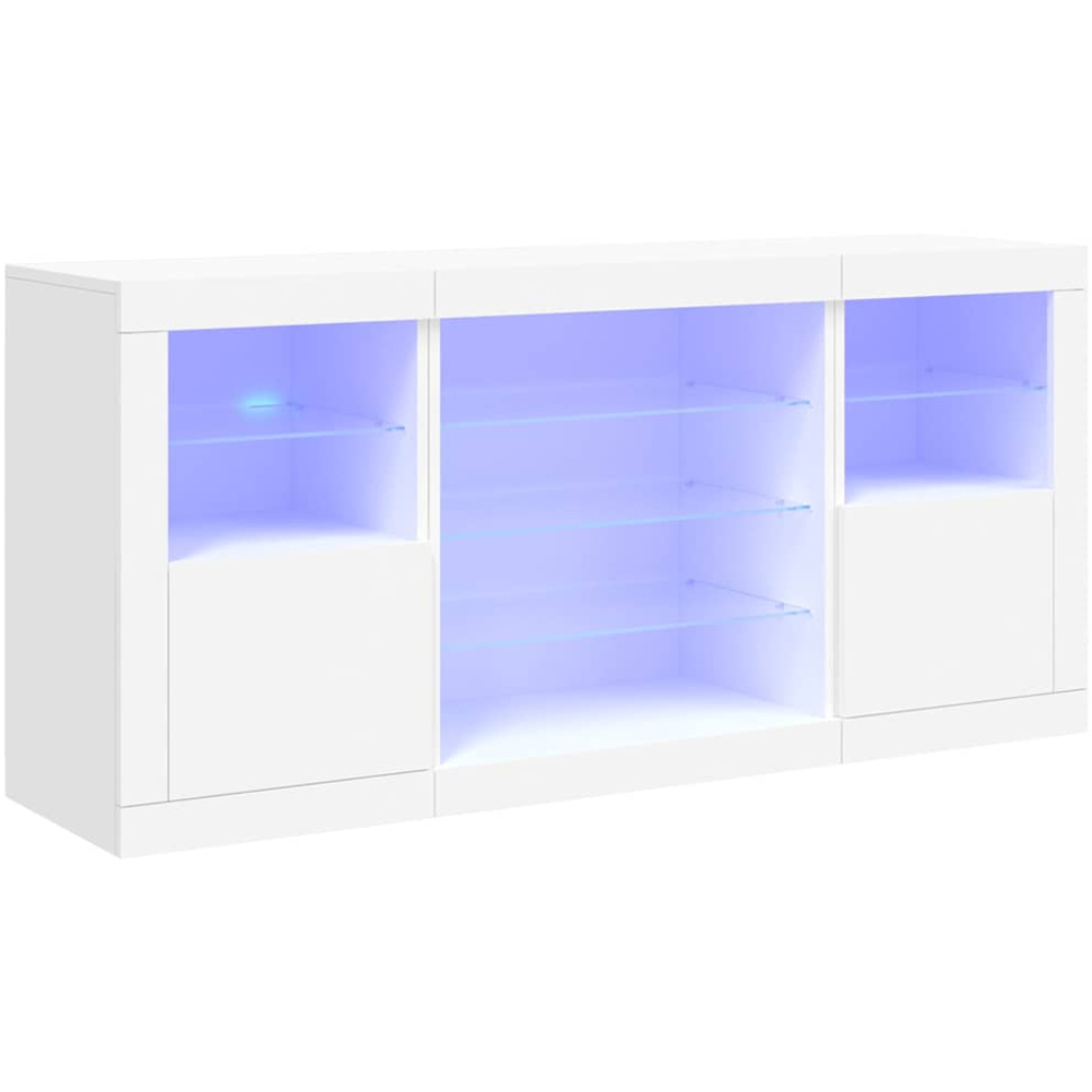 vidaXL 2 Door 8 Shelf White LED Sideboard Image 2