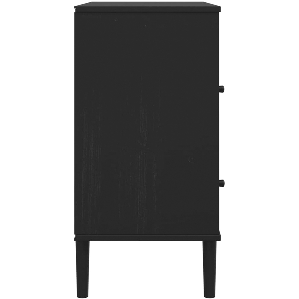vidaXL 2 Drawer Single Shelf Black Rattan Look Wooden Sideboard Image 7