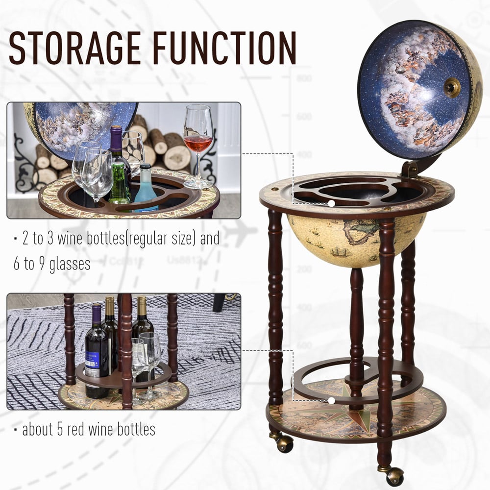 Portland Globe Brown Cream Drinks Cabinet Image 4