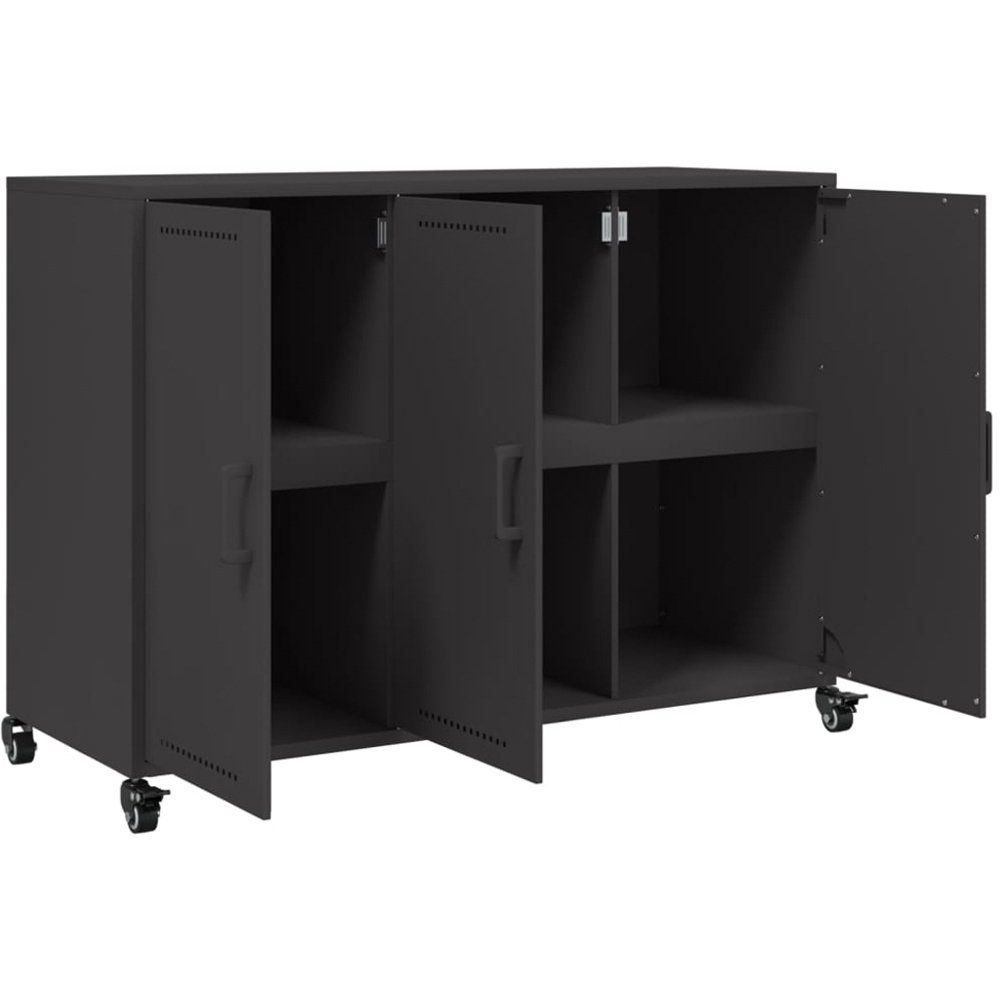 vidaXL 3 Door Black Metal Sideboard Image 8